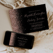Modern Black Roos Gold Glitter Wedding Kaart