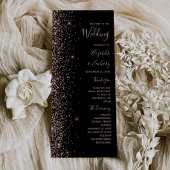 Modern Black Roos Gold Glitter Wedding Program