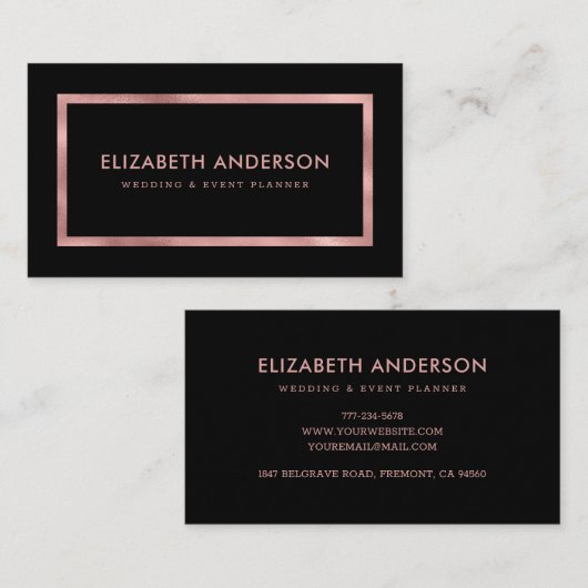 Modern Black Roos Gold Visitekaartje (Voorkant / Achterkant)