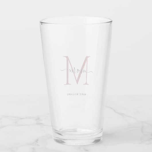 Modern Black Roos Monogram Script Name Initiaal Glas (Achterkant)
