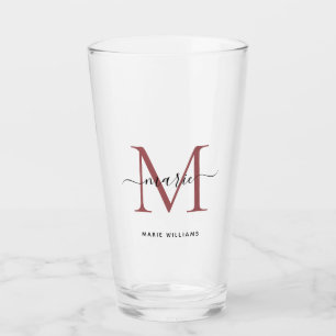 Modern Black Roos Monogram Script Name Initiaal Glas