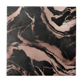 Modern Black Rose Gold Marble Pattern Tegeltje (Voorkant)