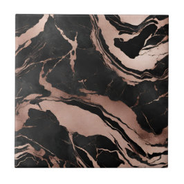 Modern Black Rose Gold Marble Pattern Tegeltje