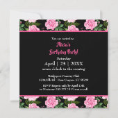 Modern Black Roses Happy Birthday Invitation (Voorkant)