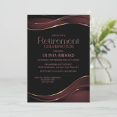 Modern Black Roze Retirement Celebration Kaart (Staand voorkant)