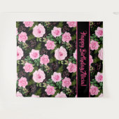 Modern Black Roze Roses Happy Birthday Tapestry Wandkleed (Voorkant (horizontaal))