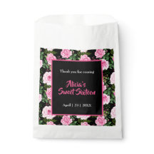 Modern Black Roze Roses Sweet Sixteen Birthday