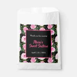 Modern Black Roze Roses Sweet Sixteen Birthday Bedankzakje