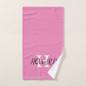 Modern Black Roze White Monogram Name Passen getro Bad Handdoek (Handdoek)