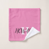 Modern Black Roze White Monogram Name Passen getro Bad Handdoek (Wasdoekje)
