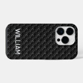 Modern Black Rubber Lattice with Name iPhone Hoesje (Achterkant horizontaal)