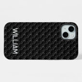 Modern Black Rubber Lattice with Name iPhone Hoesje (Achterkant horizontaal)