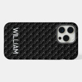 Modern Black Rubber Lattice with Name iPhone Hoesje (Achterkant horizontaal)