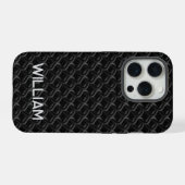 Modern Black Rubber Lattice with Name iPhone Hoesje (Achterkant horizontaal)