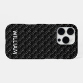 Modern Black Rubber Lattice with Name iPhone Hoesje (Achterkant horizontaal)