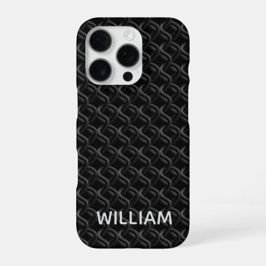 Modern Black Rubber Lattice with Name iPhone Hoesje (Achterkant)