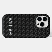 Modern Black Rubber Lattice with Name iPhone Hoesje (Achterkant horizontaal)
