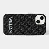 Modern Black Rubber Lattice with Name iPhone Hoesje (Achterkant horizontaal)