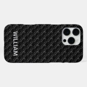 Modern Black Rubber Lattice with Name iPhone Hoesje (Achterkant horizontaal)