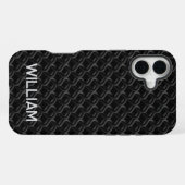 Modern Black Rubber Lattice with Name iPhone Hoesje (Achterkant horizontaal)