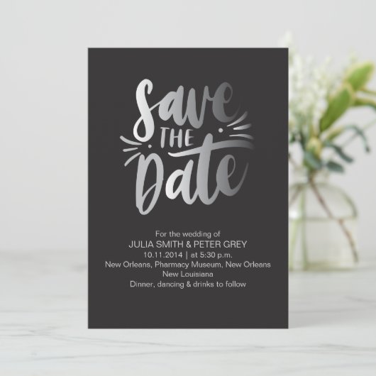Modern Black Save the Date Uitnodiging (Staand voorkant)