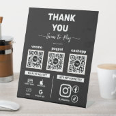 Modern Black Scan om 3 QR-codes te betalen Reclamebord Met Voetstuk (Insitu)