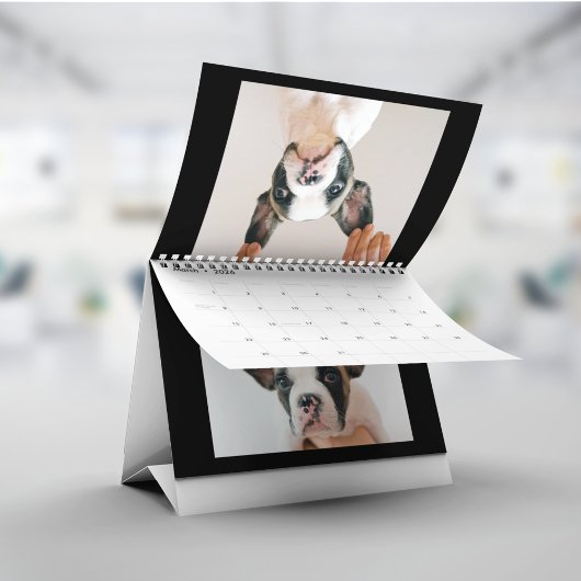 Modern Black Scrapbook Pet Photo Kalender