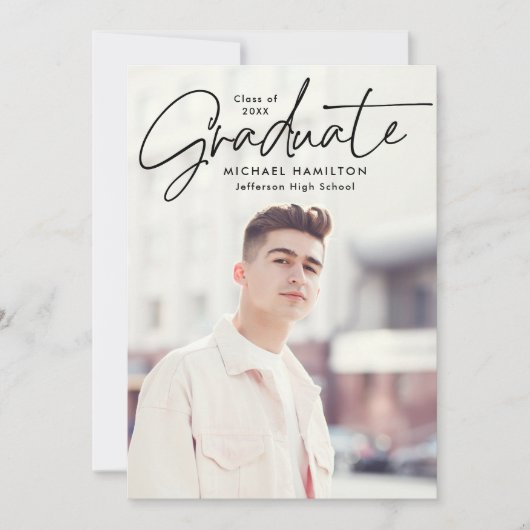 Modern Black Script 2 Afstudeerfeest voor foto's Kaart (Voorkant)