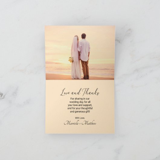 Modern Black Script 2 Fotobruiloft Bedankkaart (Binnen)