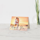 Modern Black Script 2 Fotobruiloft Bedankkaart (Voorkant)