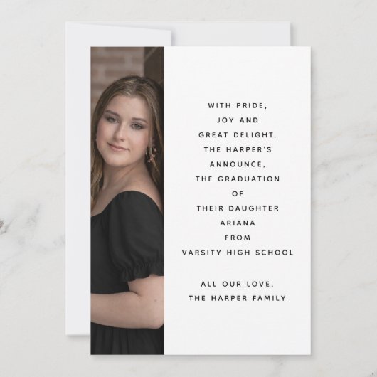 Modern Black Script 2 Photo Graduation Aankondiging (Achterkant)