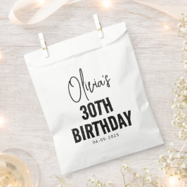 Modern Black Script 30e verjaardag Chic & Minimali Bedankzakje