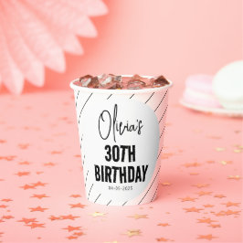 Modern Black Script 30e verjaardag Chic & Minimali Papieren Bekers