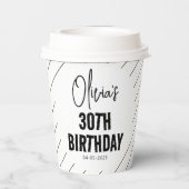Modern Black Script 30e verjaardag Chic & Minimali Papieren Bekers (Achterkant)