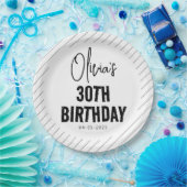 Modern Black Script 30e verjaardag Chic & Minimali Papieren Bordje (Feest)