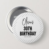 Modern Black Script 30e verjaardag Chic & Minimali Ronde Button 7,6 Cm (Voorkant /achterkant)