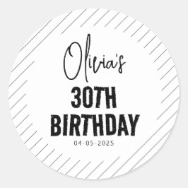 Modern Black Script 30e verjaardag Chic & Minimali Ronde Sticker
