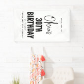 Modern Black Script 30e verjaardag Chic & Minimali Spandoek (Insitu)