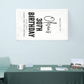 Modern Black Script 30e verjaardag Chic & Minimali Spandoek (Beurs)