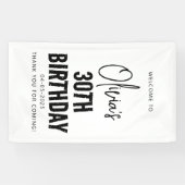 Modern Black Script 30e verjaardag Chic & Minimali Spandoek (Horizontaal)