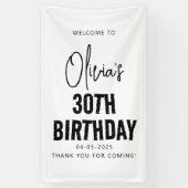 Modern Black Script 30e verjaardag Chic & Minimali Spandoek (Verticaal)