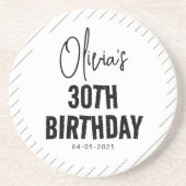 Modern Black Script 30e verjaardag Chic & Minimali Zandsteen Onderzetter (Voorkant)