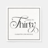 Modern Black Script 30th Birthday Napkins Servet (Voorkant)