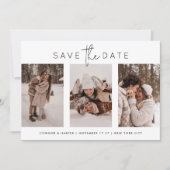 Modern Black Script 3 Multi Photo Collage Save The Date (Voorkant)