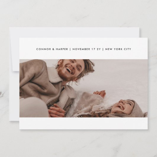 Modern Black Script 3 Multi Photo Collage Save The Date (Achterkant)