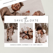 Modern Black Script 3 Multi Photo Collage Save The Date