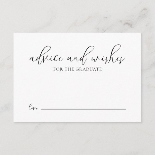 Modern Black Script Afstuderen advies Afstuderen Informatiekaartje (Voorkant)