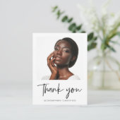 Modern Black Script Afstuderen Foto bedankt Briefkaart (Staand voorkant)