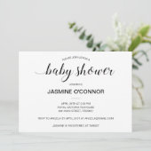 Modern Black Script-Baby shower Kaart (Staand voorkant)