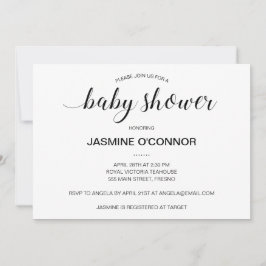 Modern Black Script-Baby shower Kaart